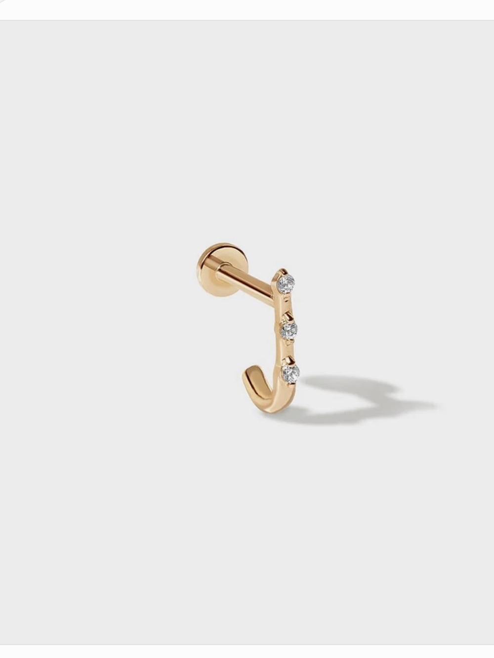 Gold Curved Labret Studs - Picture 2 of 5